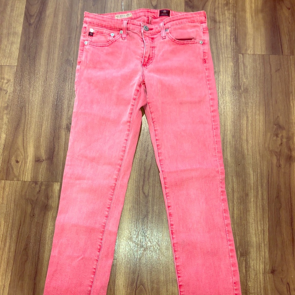 AG light red / pink skinny ankle jeans